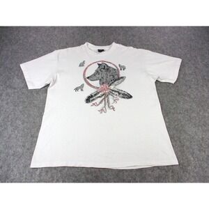 Vintage Diamond Dust Wolf Dreamcatcher T-Shirt Womens XL White Pink 90s Graphic